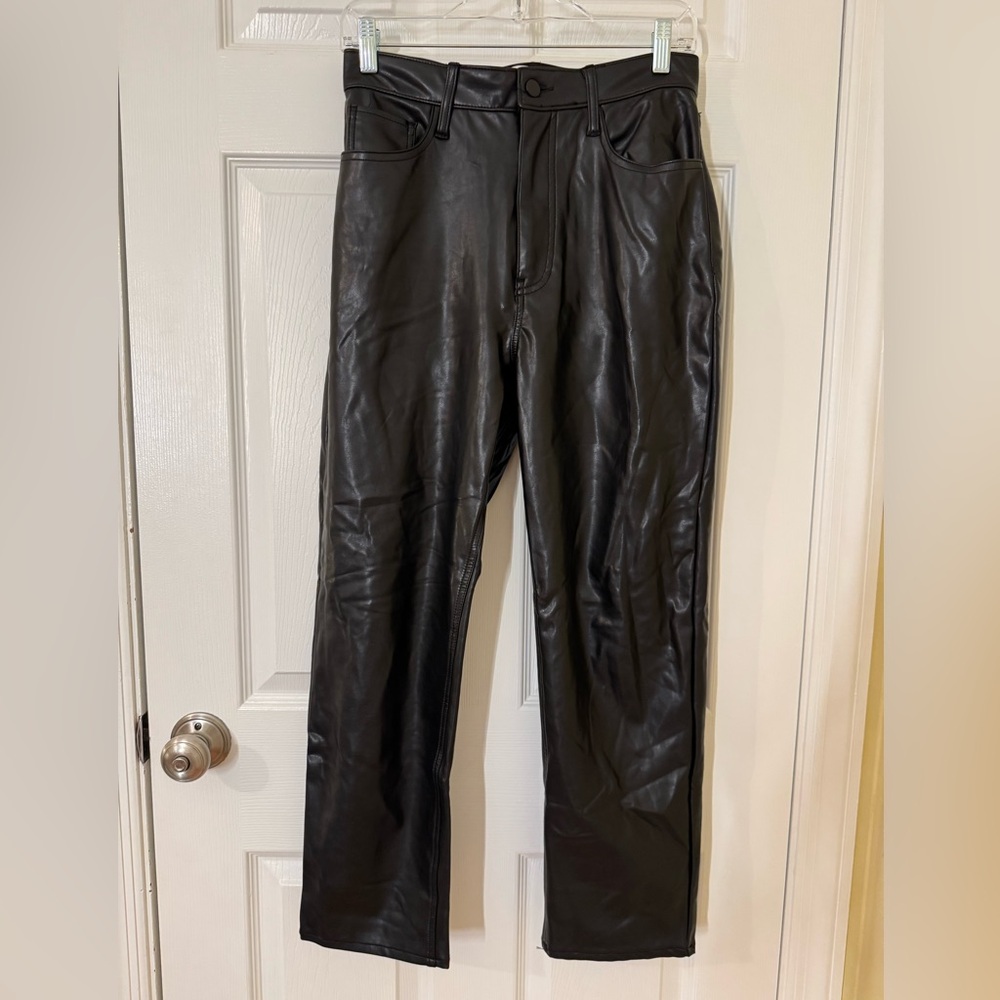 Abercrombie & Fitch Vegan Leather Ultra High Rise Ankle Straight Pant